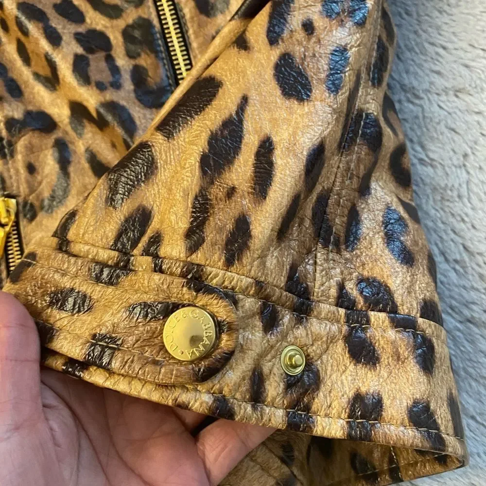 Dolce & Gabbana leopard genuine leather jacket, S - Picture 3 of 16